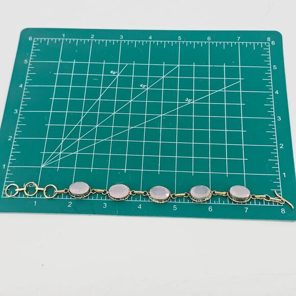 Rose Quartz Gemstone Handmade 925 Sterling Silver Jewelry Bracelet Sz 7-8" - Picture 6 of 6